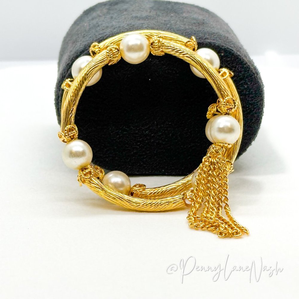 Vintage Golden Vine with Pearls Wrap Bracelet - Picture 4 of 7